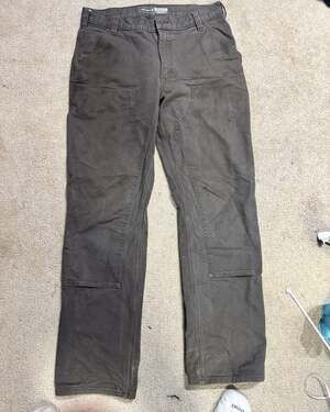 Carhartt B136 Relaxed Fit Washed Duck Double-Front Work Pants Size 33x34 Grey